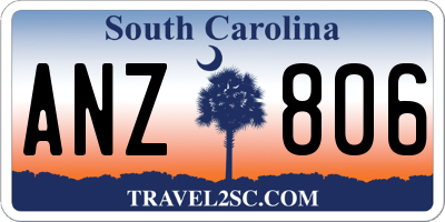 SC license plate ANZ806
