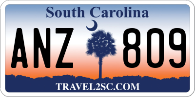 SC license plate ANZ809