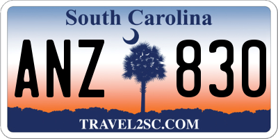 SC license plate ANZ830