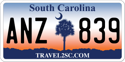 SC license plate ANZ839