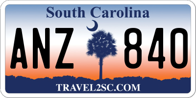 SC license plate ANZ840