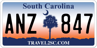 SC license plate ANZ847