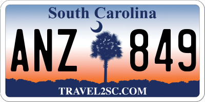 SC license plate ANZ849