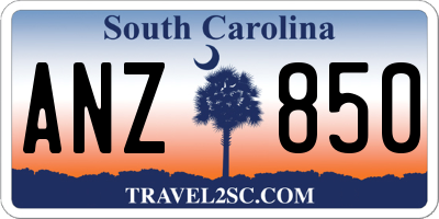 SC license plate ANZ850