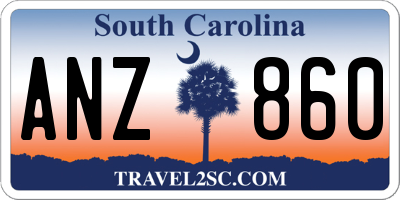 SC license plate ANZ860