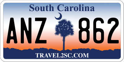 SC license plate ANZ862