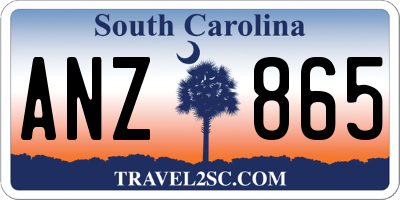 SC license plate ANZ865