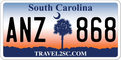 SC license plate ANZ868