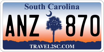 SC license plate ANZ870