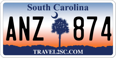 SC license plate ANZ874