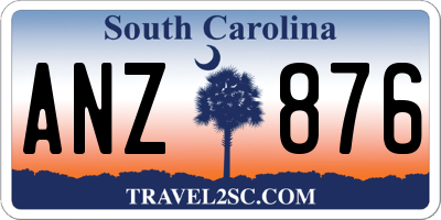 SC license plate ANZ876