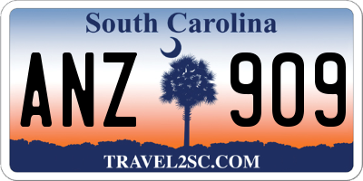 SC license plate ANZ909