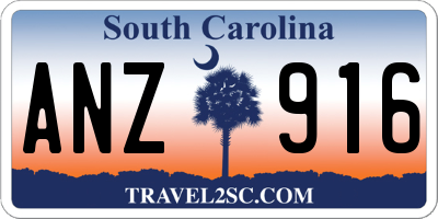 SC license plate ANZ916