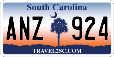 SC license plate ANZ924