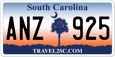 SC license plate ANZ925