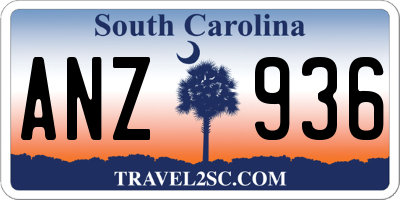 SC license plate ANZ936