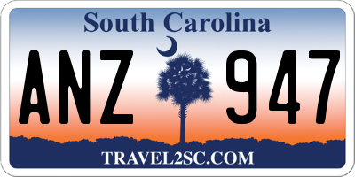 SC license plate ANZ947