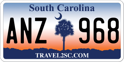 SC license plate ANZ968