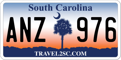 SC license plate ANZ976