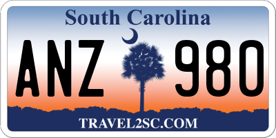 SC license plate ANZ980