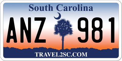 SC license plate ANZ981