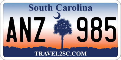 SC license plate ANZ985