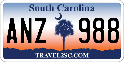 SC license plate ANZ988