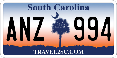 SC license plate ANZ994