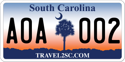 SC license plate AOA002