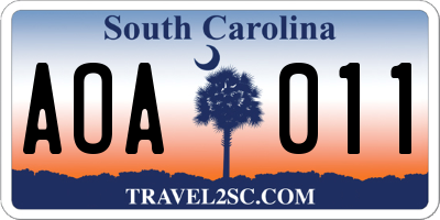 SC license plate AOA011