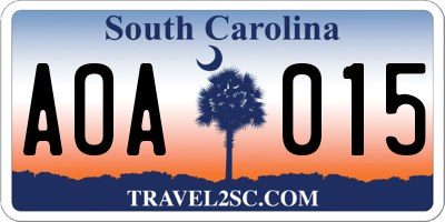 SC license plate AOA015