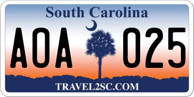 SC license plate AOA025