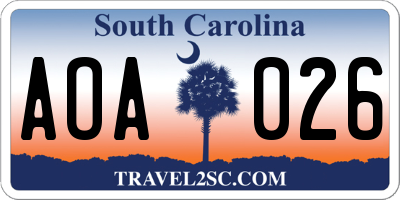 SC license plate AOA026