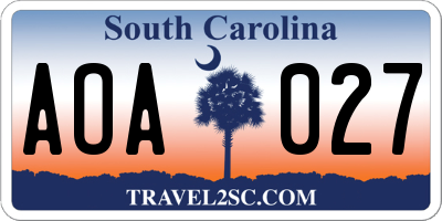 SC license plate AOA027
