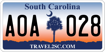 SC license plate AOA028