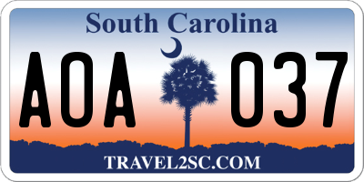 SC license plate AOA037