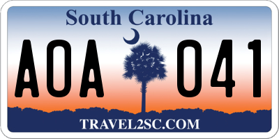 SC license plate AOA041
