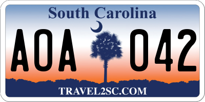 SC license plate AOA042