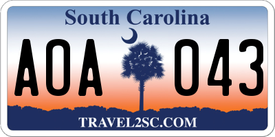 SC license plate AOA043