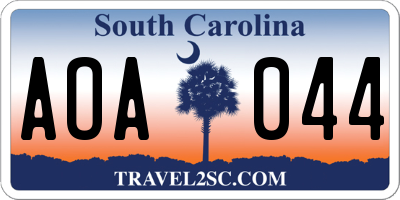 SC license plate AOA044