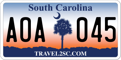 SC license plate AOA045