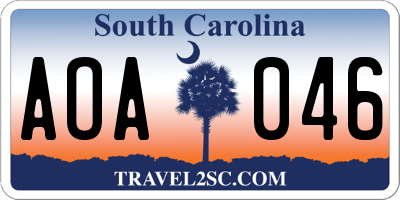 SC license plate AOA046
