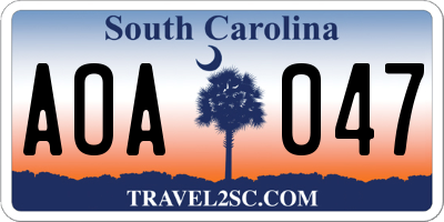 SC license plate AOA047