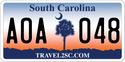 SC license plate AOA048