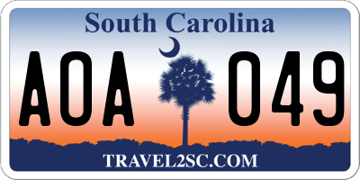 SC license plate AOA049