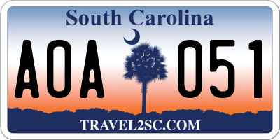 SC license plate AOA051