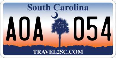 SC license plate AOA054