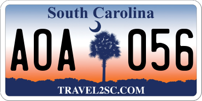 SC license plate AOA056