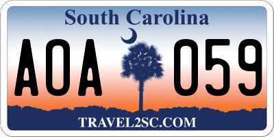 SC license plate AOA059