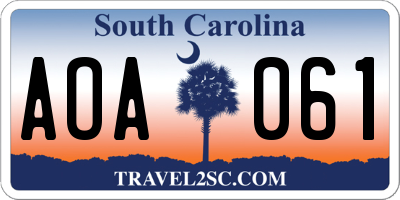 SC license plate AOA061